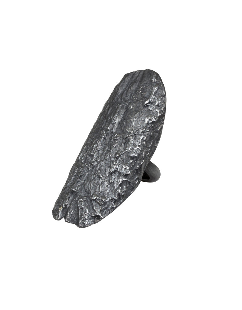 Bark Textured Ring in Oxidized Silver