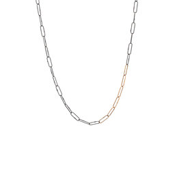 Short Links Chain in Oxidized Silver with 6 Consecutive 18k Yellow  Gold Links - 18"
