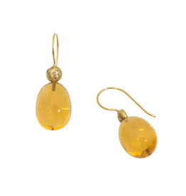Citrine Egg Earrings in 18k Yellow Gold with Cognac Diamonds