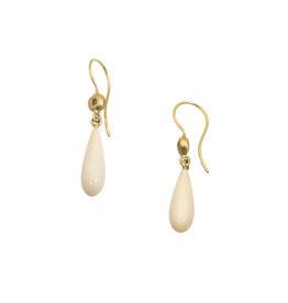 Fossilized d Walrus Ivory Earrings with 18k Gold and Cognac Diamonds