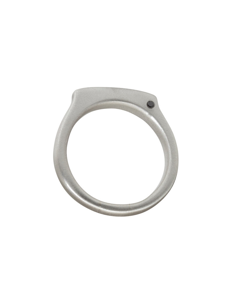 3.75mm Channel Ring with Black Diamond in Silver