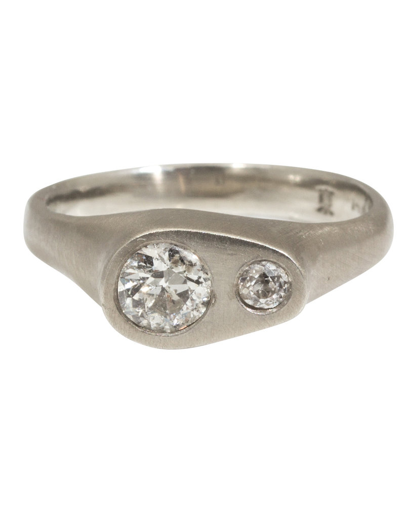 Ni Tsuki Two Diamond Ring in 14k White Gold