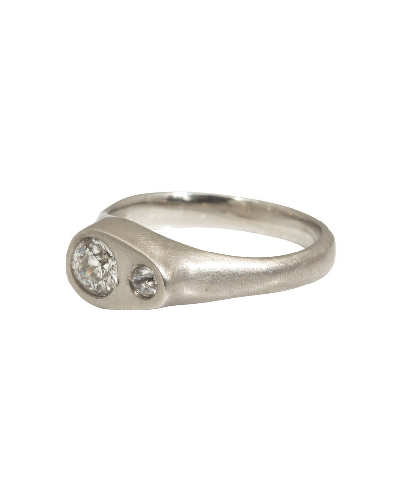 Ni Tsuki Two Diamond Ring in 14k White Gold