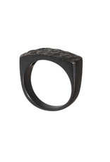 Wide Topography Signet Ring in Oxidized Silver