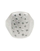 Box Ring in Silver with Grey Diamonds