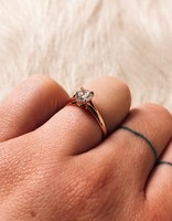 Nick Engel Split Shank Engagement Ring with CZ in 18k Rose Gold