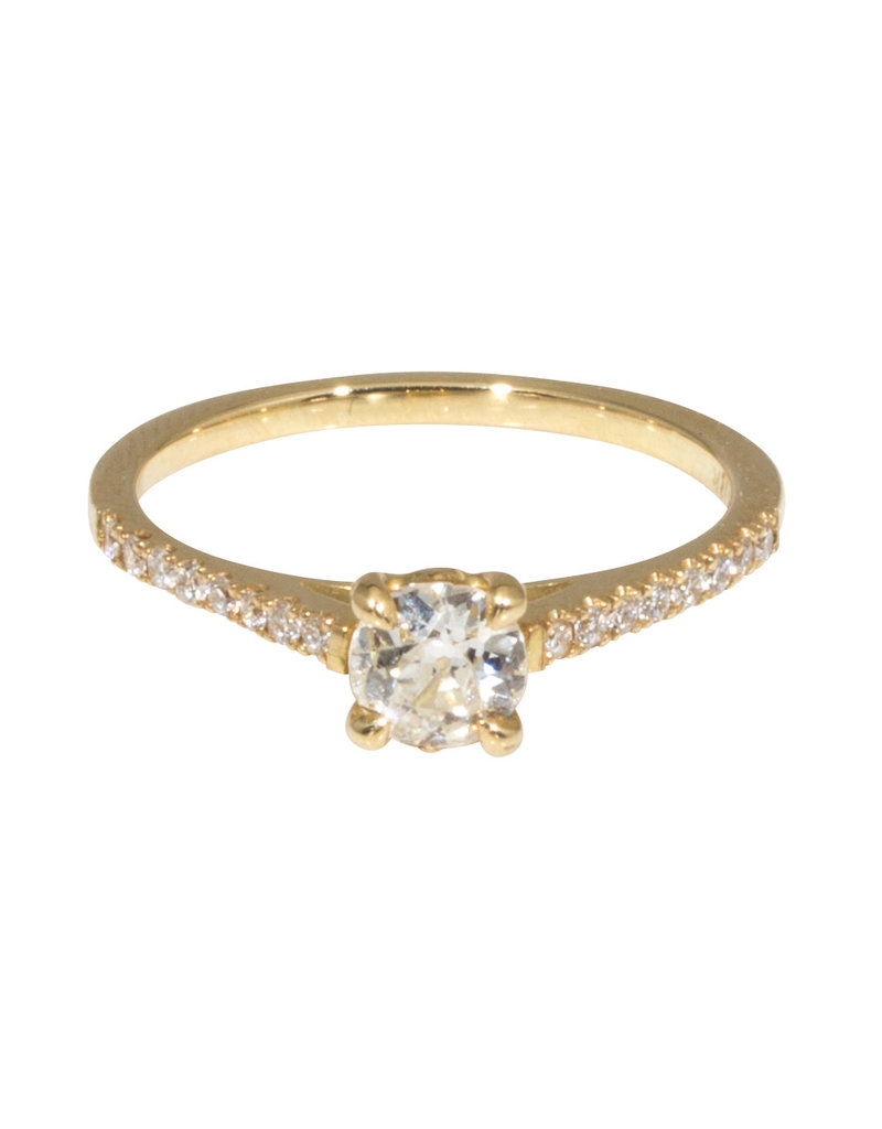 Nick Engel Apex Engagement Ring with Small Side Diamonds in 18k Yellow Gold