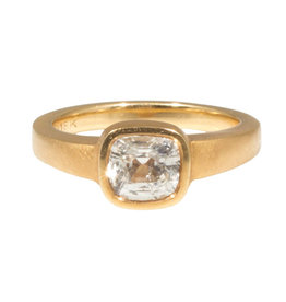 White Sapphire with Cut Out Setting in 18k Rose Yellow Gold