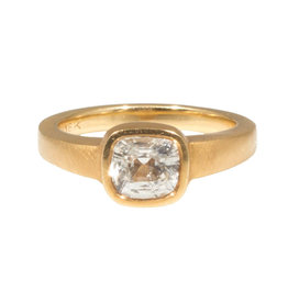 White Sapphire with Cut Out Setting in 18k Rose Yellow Gold