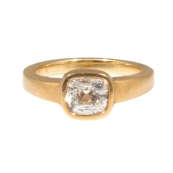 White Sapphire with Cut Out Setting in 18k Rose Yellow Gold