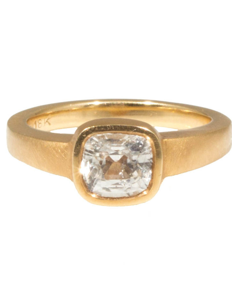 White Sapphire with Cut Out Setting in 18k Rose Yellow Gold