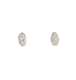 Furry Oval Post Earrings in Silver