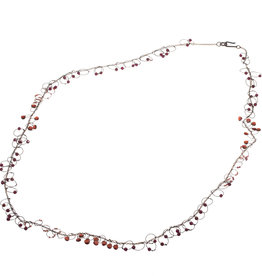 Long Garnet Bead Loops Necklace