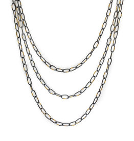 Organic Chain in Oxidized Silver and 18k Gold - 20"