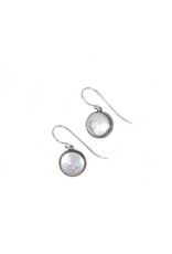 Small Biwa Pearl Earrings in Oxidized Silver with Silver Wires