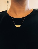 Parquet Crescent Necklace in 18k Yellow Gold with White Baguettes