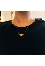 Parquet Crescent Necklace in 18k Yellow Gold with White Baguettes