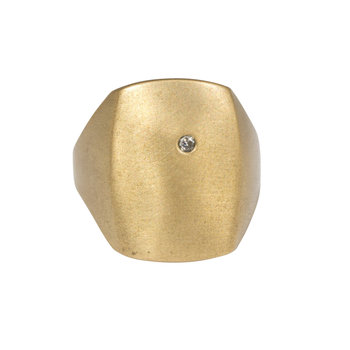 Bronze Box Ring with White Diamond