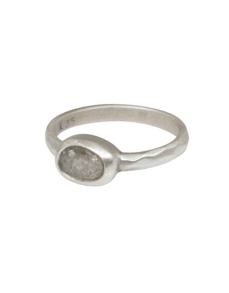 Oval Diamond Slice Ring in Silver