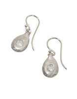 Organic Modeled Drop Earrings with White Diamonds in Platinum