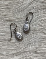 Organic Modeled Drop Earrings with White Diamonds in Platinum