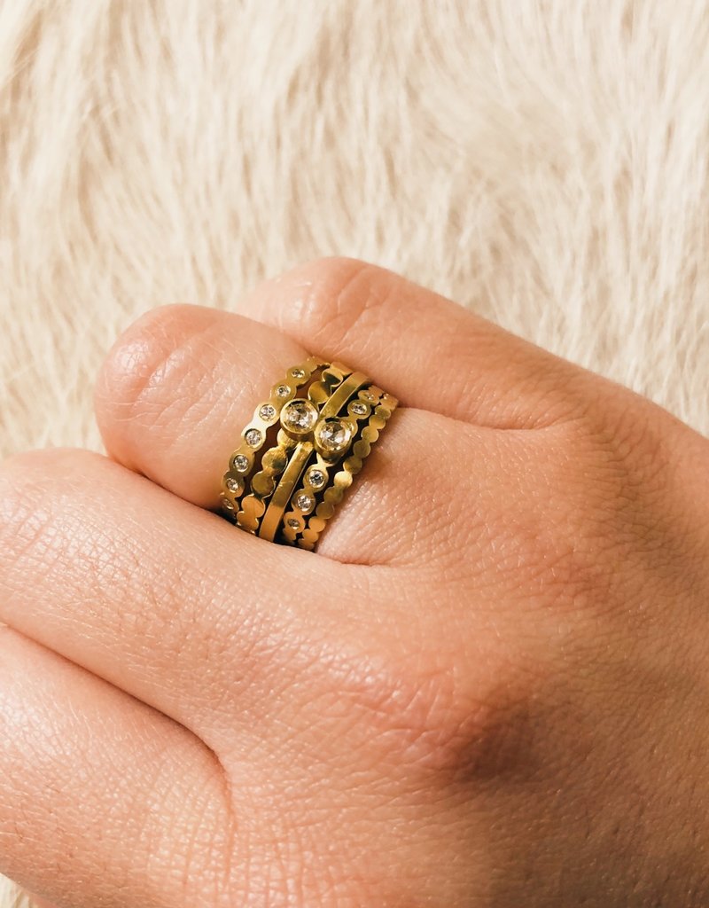 Double Rosecut Diamond Ring in 18k Yellow Gold