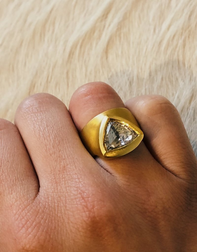 Egyptian Diamond Ring with Rose Cut Cognac Diamond in 22k