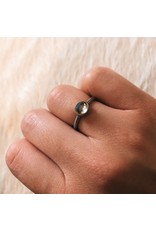 Ring with Organic Shaped Yellow Sapphire in Palladium