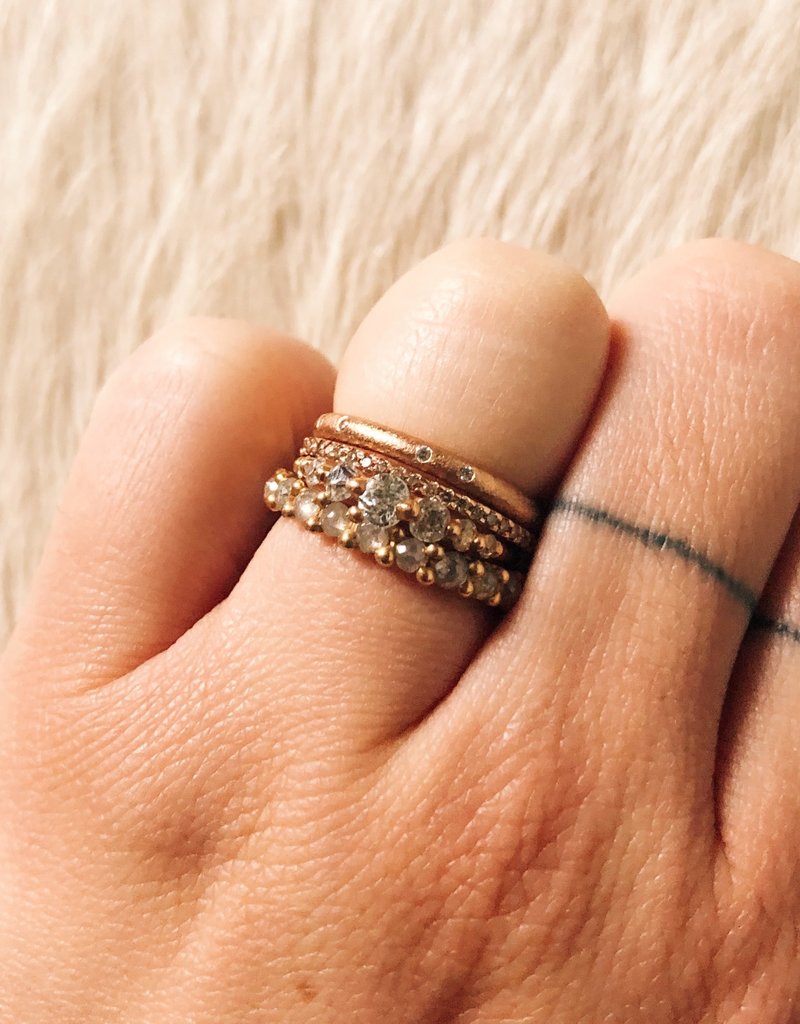 2.25 mm Diamond Sand Texture Band with in 14k Rose Gold with White Diamonds