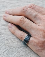 Ring in Damascus Steel with Silver Liner