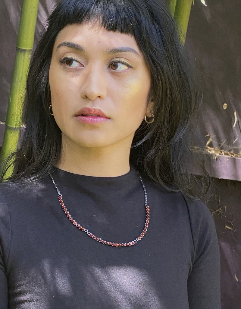 Carnelian Necklace in Oxidized Silver