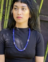 Lapis Bead Necklace with 22k Gold Chain