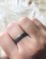 Compressed Sand Band in Oxidized Silver