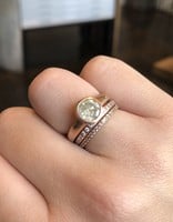 Raised Cup Solitaire with Pale Yellow Diamond in 14k Rose Gold