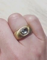 Oval Rosecut Sapphire Ring in Wide Band in 18k Yellow Gold