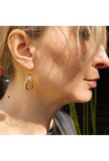 Taupe Teardrop Rose Cut Sapphire Earrings in 22k Gold