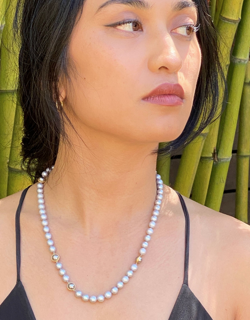 Pearl & Ball Bearing Necklace in 18k and 22k Gold