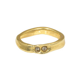 Double White Sapphire Ring in Brass