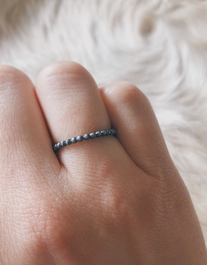 Beaded Band in Oxidized Silver