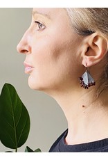 Triangle Garnet Earrings in Oxidized Silver