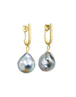 Tahitian Pearl Drop Earrings in 18k Yellow Gold
