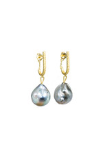 Tahitian Pearl Drop Earrings in 18k Yellow Gold