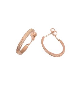 Small Oval Sand Hoop Earrings in 14k Rose Gold