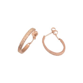 Small Oval Sand Hoop Earrings in 14k Rose Gold