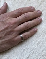 4mm Finger Shaped  Band in Titanium with Off Center Palladium Inlay