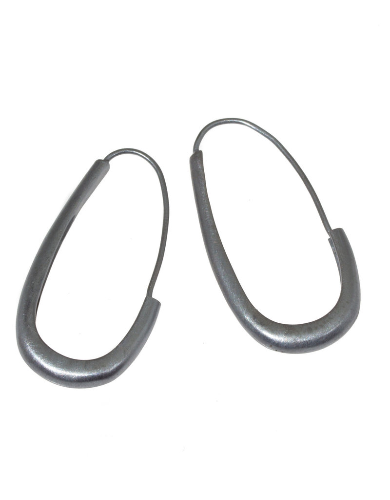 Oval Katachi Hoops in Oxidized Silver