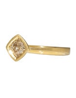 Rounded Square Diamond Solitaire Ring in 18k Yellow Gold