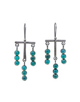 Green Onyx Bar Earrings in Oxidized Silver