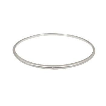 Delicate Tapered Bangle in Silver with White Diamond