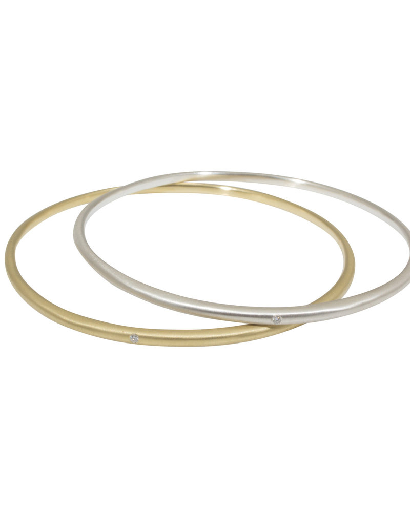 Delicate Tapered Bangle 14k Yellow Gold with White Diamond